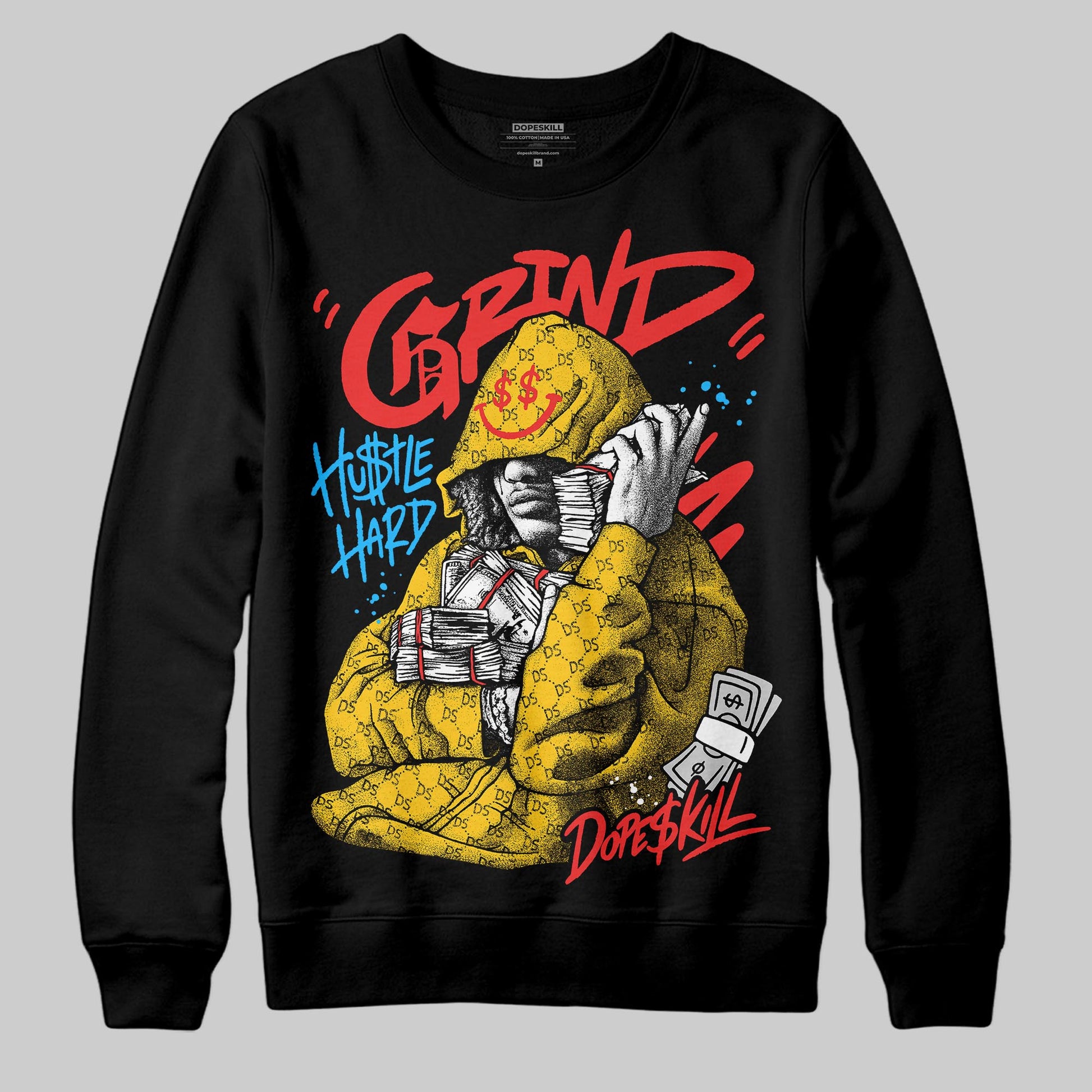 Yellow Sneakers DopeSkill Sweatshirt Grind Pray Graphic Streetwear - Black
