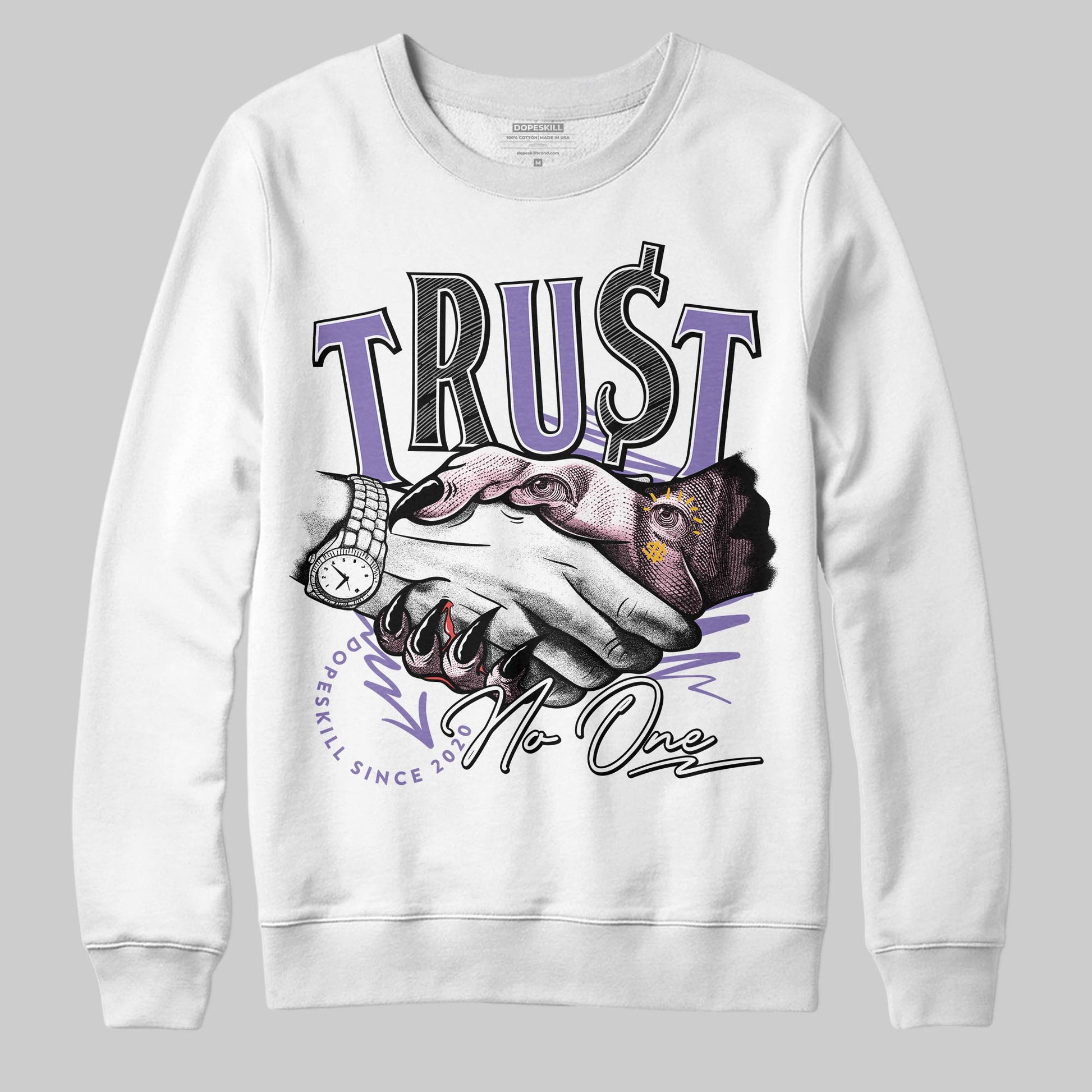 Jordan 11 "Mojave" DopeSkill Sweatshirt Trust No One Graphic Streetwear - White