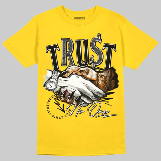 Jordan 4 Retro “Vivid Sulfur” DopeSkill Yellow T-shirt Trust No One Graphic Streetwear