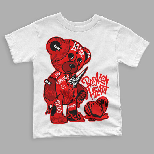 Jordan 1 Retro High OG "Satin Bred" DopeSkill Toddler Kids T-shirt Broken Heart Graphic Streetwear - White 