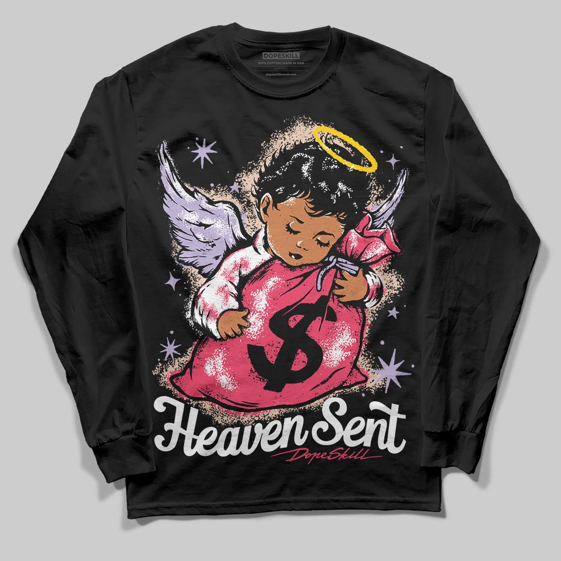 Jordan 5 Low “Peanut Butter Jelly” DopeSkill Long Sleeve T-Shirt Heaven Sent Graphic Streetwear - Black