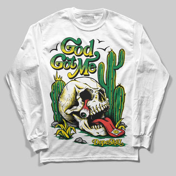 Dunk Low Reverse Brazil DopeSkill Long Sleeve T-Shirt God Got Me Graphic Streetwear - White