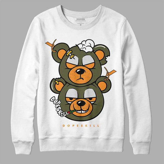 Jordan 5 “Olive” DopeSkill Sweatshirt New Double Bear Graphic Streetwear - White 