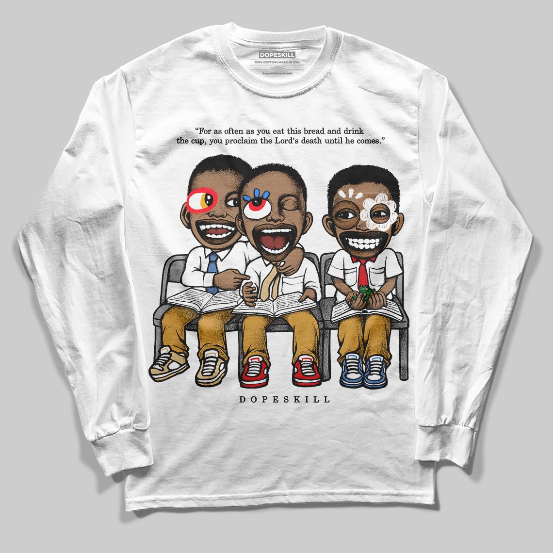 Jordan 11 "Gratitude" DopeSkill Long Sleeve T-Shirt First Sunday Graphic Streetwear - White
