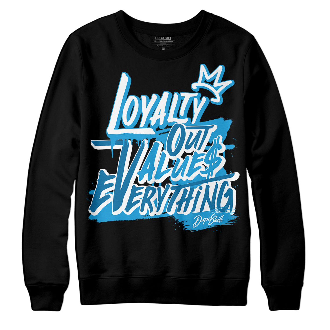 Jordan 4 Retro Military Blue DopeSkill Sweatshirt LOVE Graphic Streetwear - Black