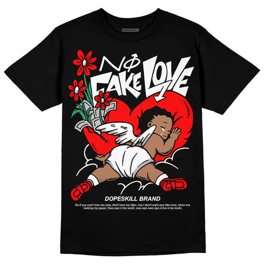 Black and White Sneakers DopeSkill T-Shirt No Fake Love Graphic Streetwear - Black