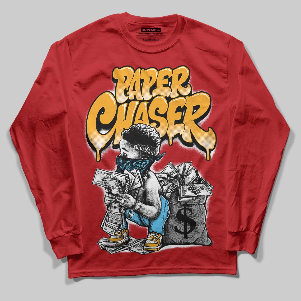 Red Sneakers DopeSkill Long Sleeve T-Shirt Paper Chaser Boy Graphic Streetwear - red
