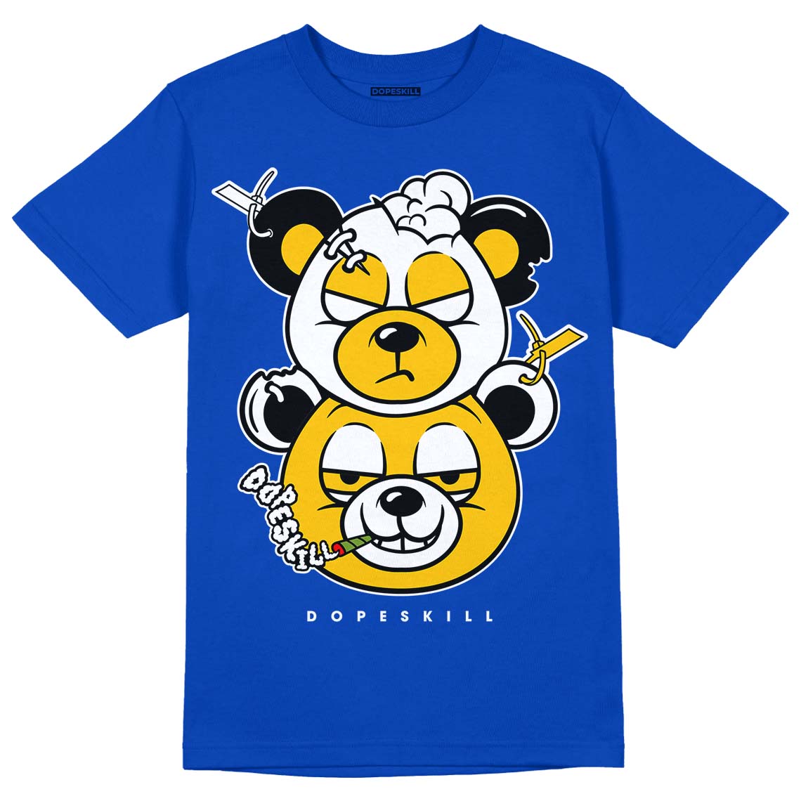 Jordan 14 “Laney” DopeSkill Varsity Royal T-Shirt New Double Bear Graphic Streetwear