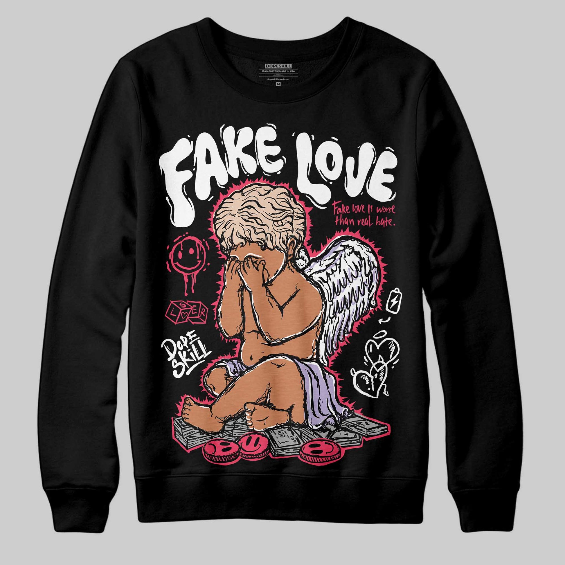Jordan 5 Low “Peanut Butter Jelly” DopeSkill Sweatshirt False Love Graphic Streetwear - Black