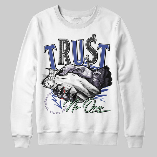 Jordan 1 Retro Low OG Zion Williamson Voodoo Alternate DopeSkill Sweatshirt Trust No One Graphic Streetwear - White