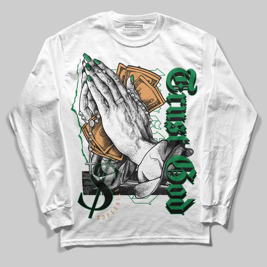 Nike SB x Jordan 4 “Pine Green” DopeSkill Long Sleeve T-Shirt Trust God Graphic Streetwear - White