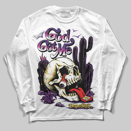 Jordan 12 “Field Purple” DopeSkill Long Sleeve T-Shirt God Got Me Graphic Streetwear - White