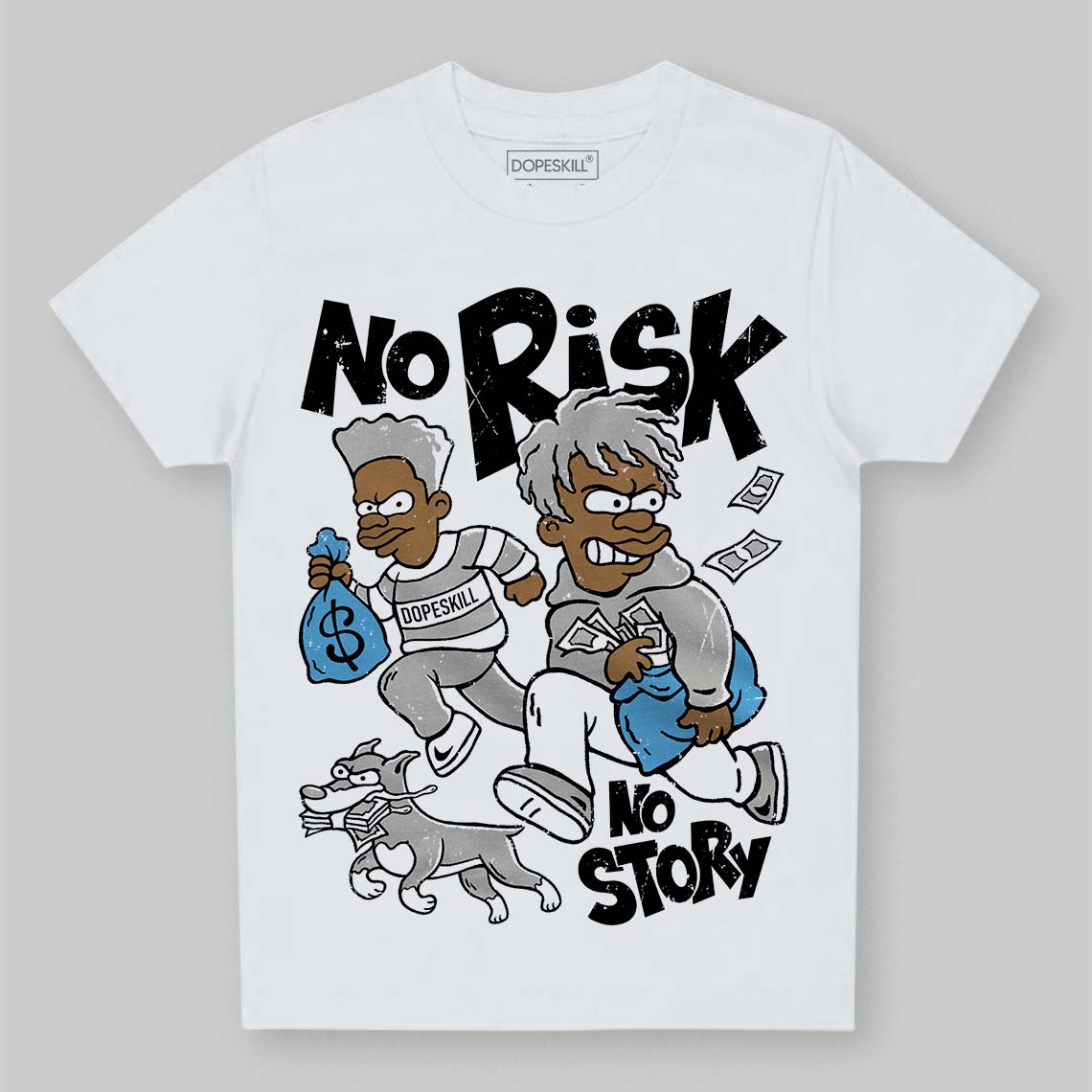Jordan 10 OG “Steel” DopeSkill Toddler Kids T-shirt No Risk No Story Graphic Streetwear - White 