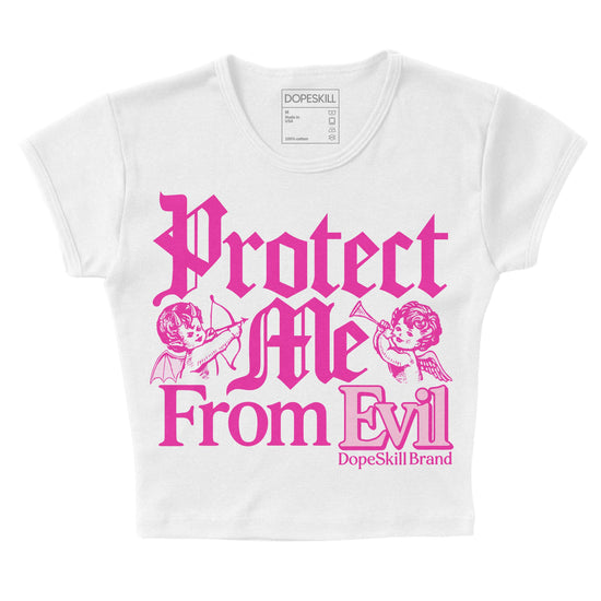 Pink Sneakers DopeSkill Women's Crop Top Protect Me From Evil Graphic Streetwear - White