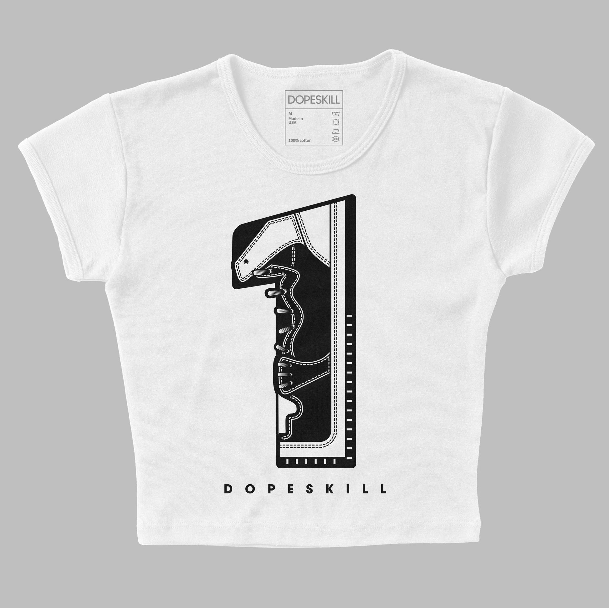 Jordan 1 High OG “Black/White” DopeSkill Women's Crop Top No.1 Graphic Streetwear - White 