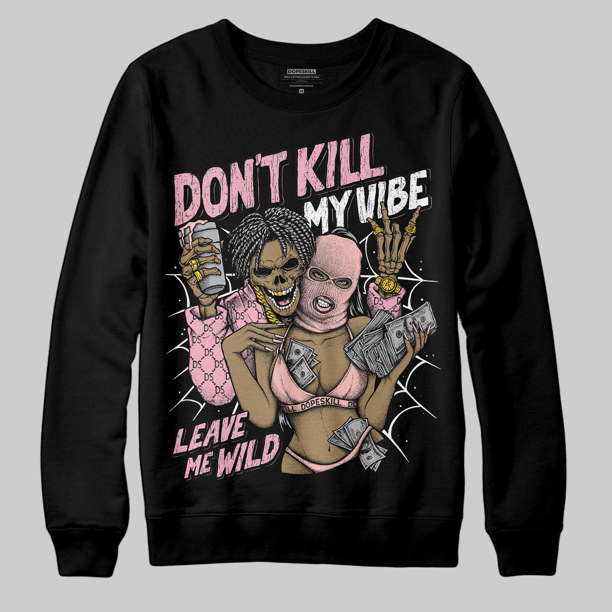 AMIRI White & Pink Stars Court Sneakers DopeSkill Sweatshirt Don't Kill My Vibe Graphic Streetwear - Black