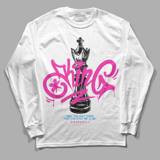 Pink Sneakers DopeSkill Long Sleeve T-Shirt King Chess Graphic Streetwear - White