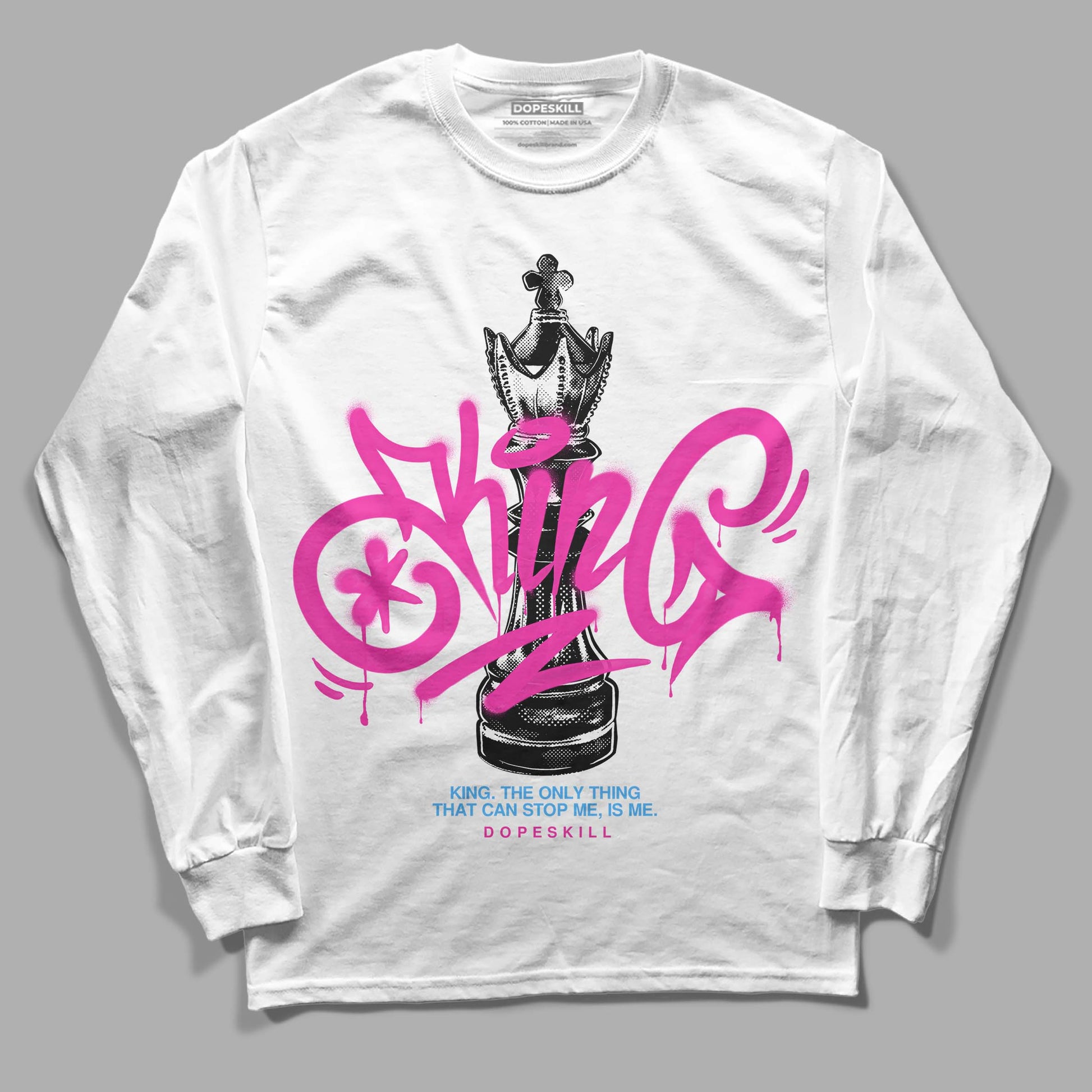 Pink Sneakers DopeSkill Long Sleeve T-Shirt King Chess Graphic Streetwear - White