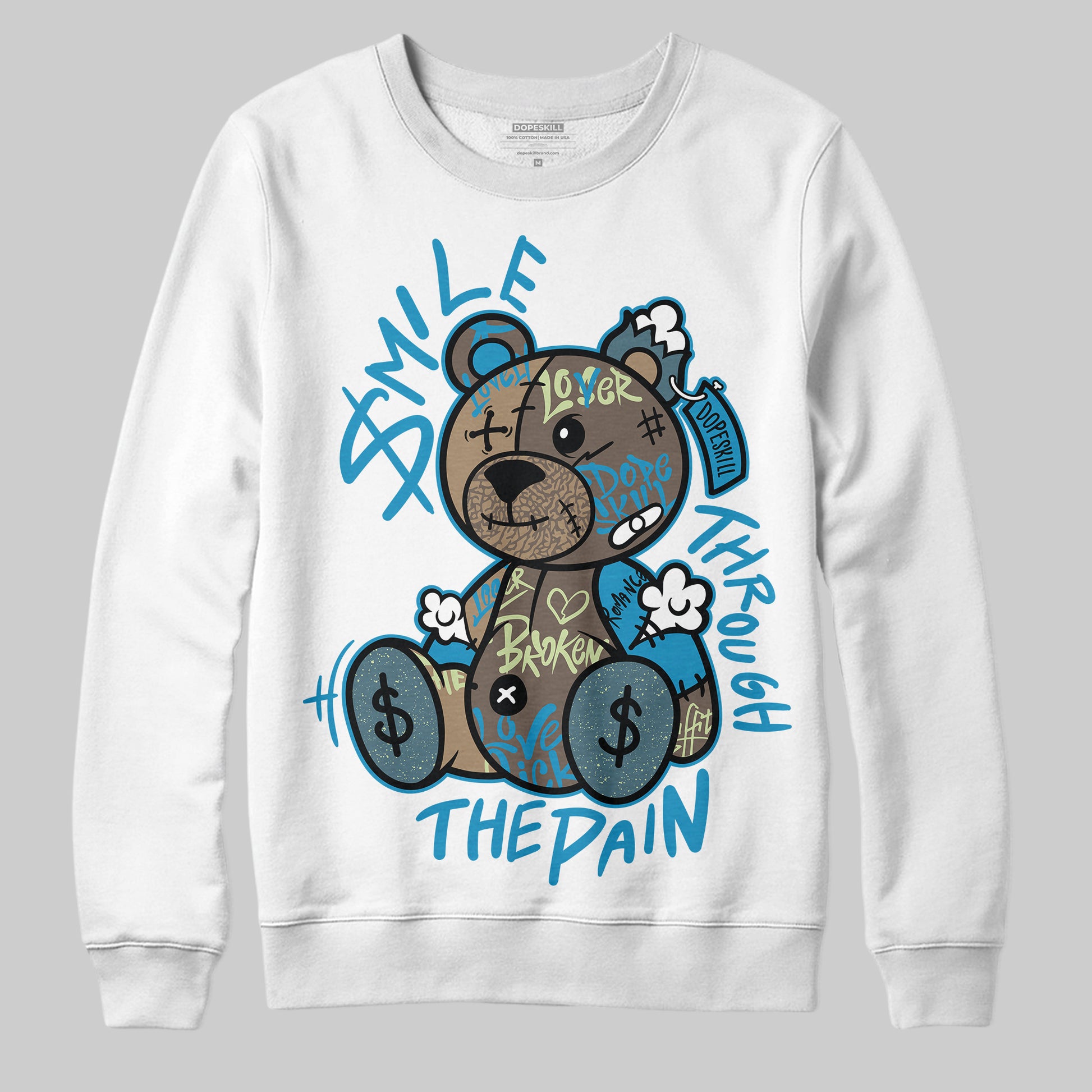 Jordan 3 GS “We Outside” DopeSkill Sweatshirt Smile Through The Pain Graphic Streetwear - White 