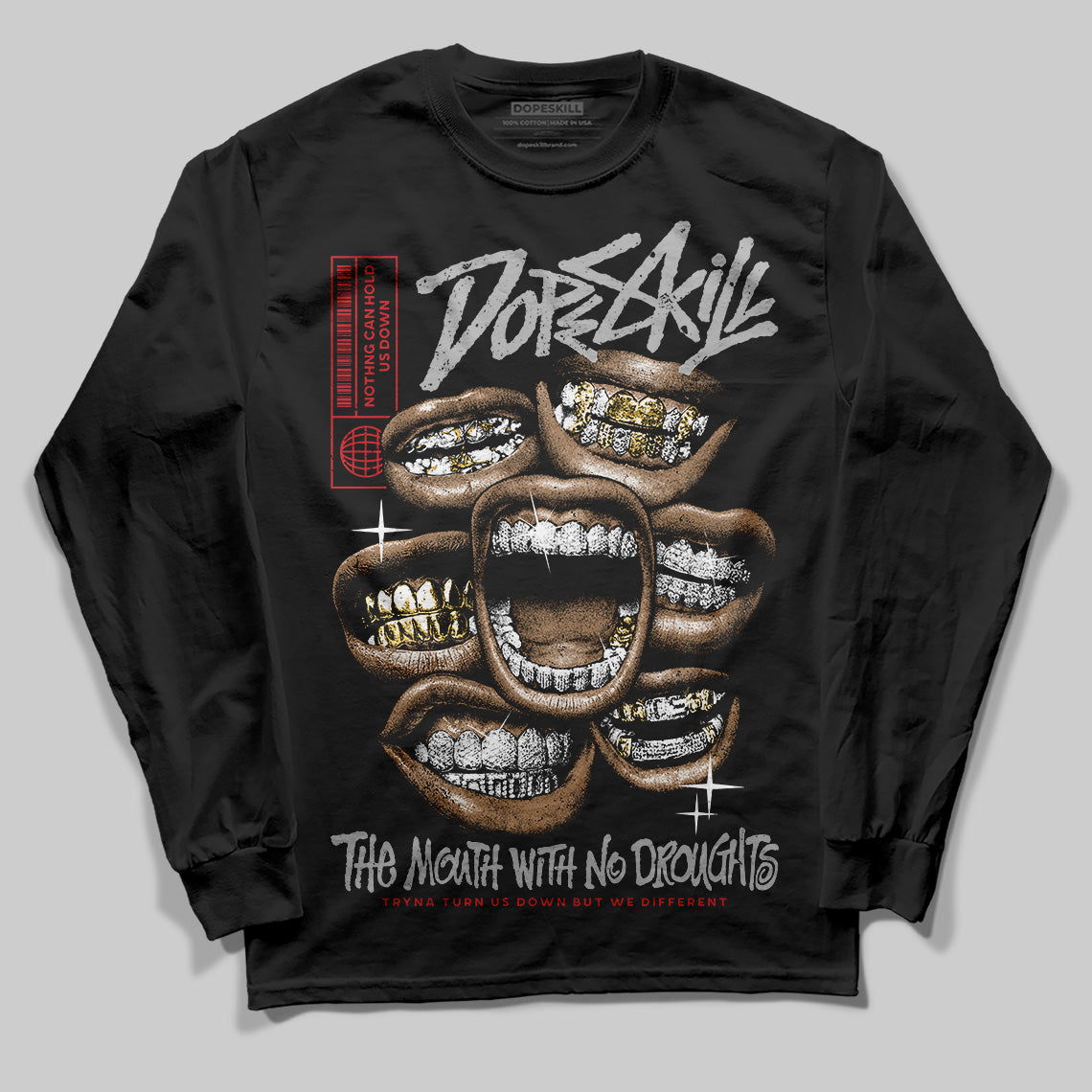 Jordan 3 OG “Black Cement” DopeSkill Long Sleeve T-Shirt The Mouth With No Droughts Graphic Streetwear - Black