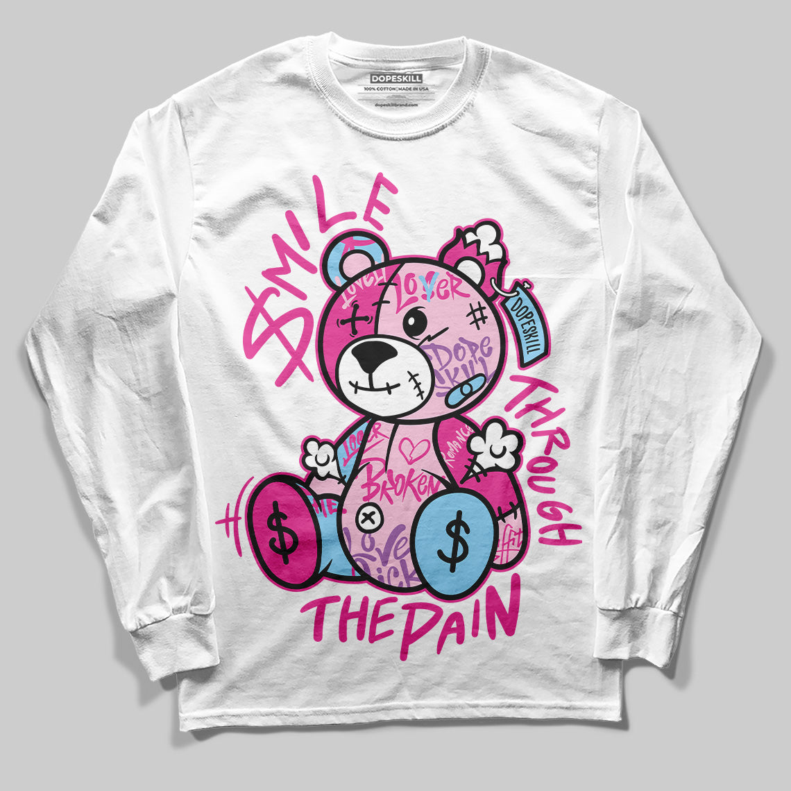 Jordan 6 “Doernbecher” DopeSkill Long Sleeve T-Shirt Smile Through The Pain Graphic Streetwear - White