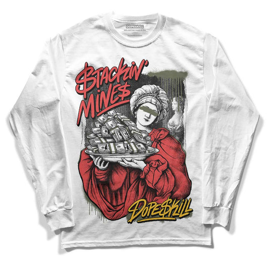 Dunk Mystic Red Cargo Khaki DopeSkill Long Sleeve T-Shirt Stackin Mines Graphic Streetwear - White  