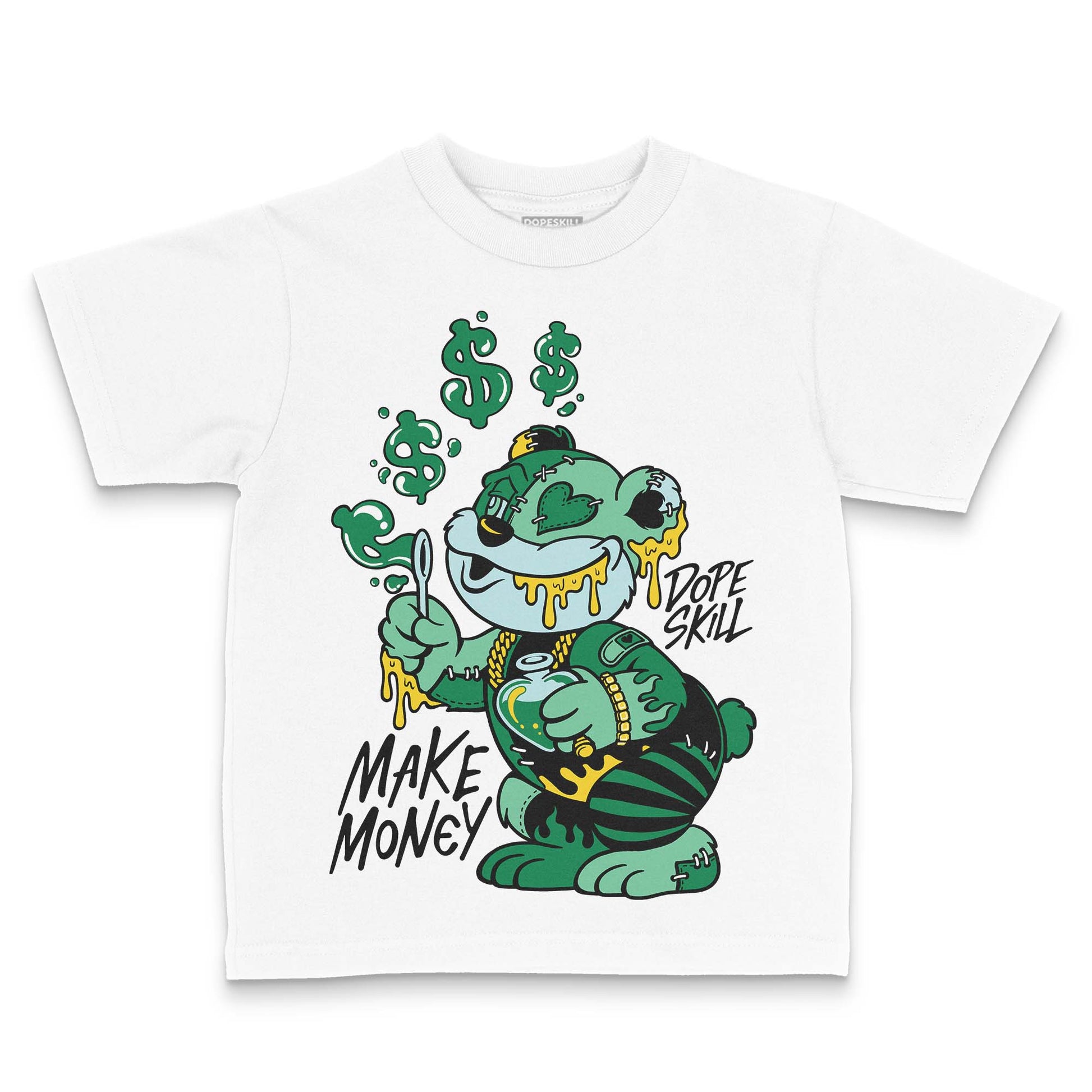 Green Sneakers DopeSkill Toddler Kids T-shirt Make Money Graphic Streetwear  - White 
