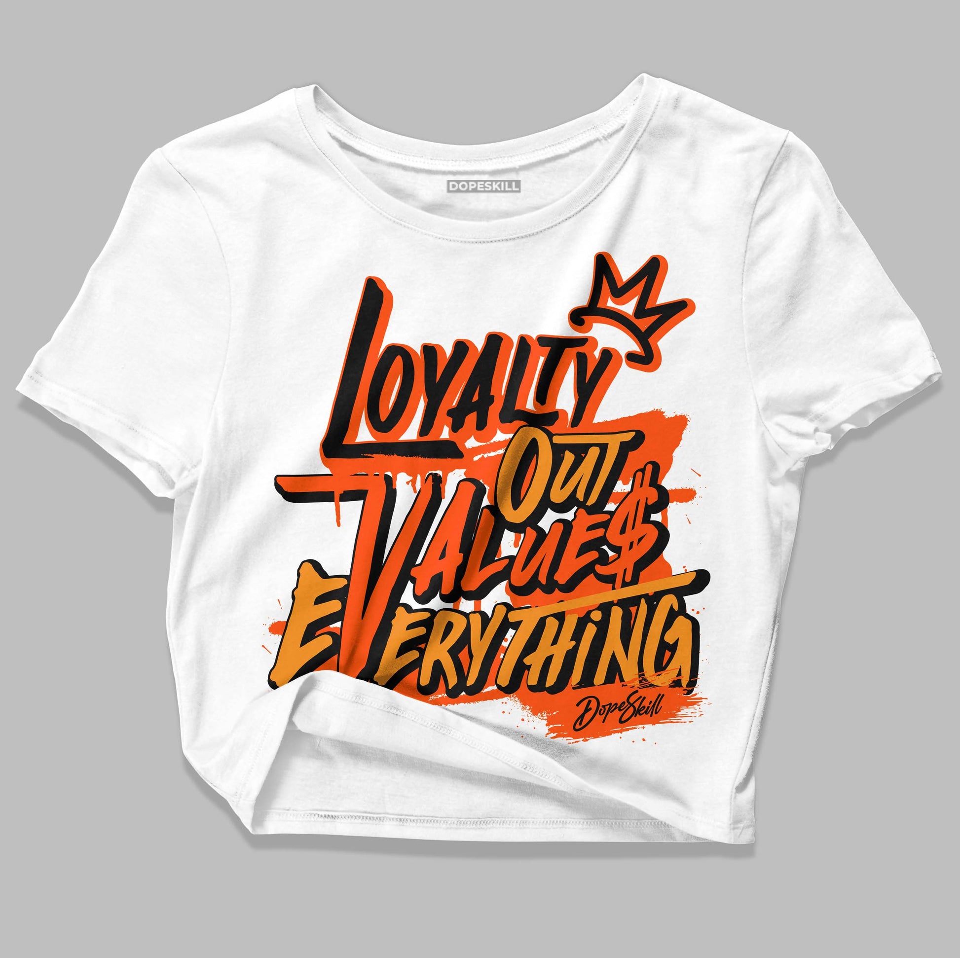 Jordan 12 Retro Brilliant Orange DopeSkill Women's Crop Top LOVE Graphic Streetwear - White