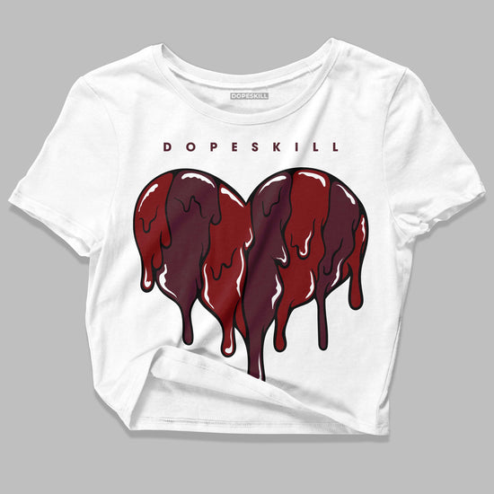 Jordan 5 Retro Burgundy (2023) DopeSkill Women's Crop Top Slime Drip Heart Graphic Streetwear - White