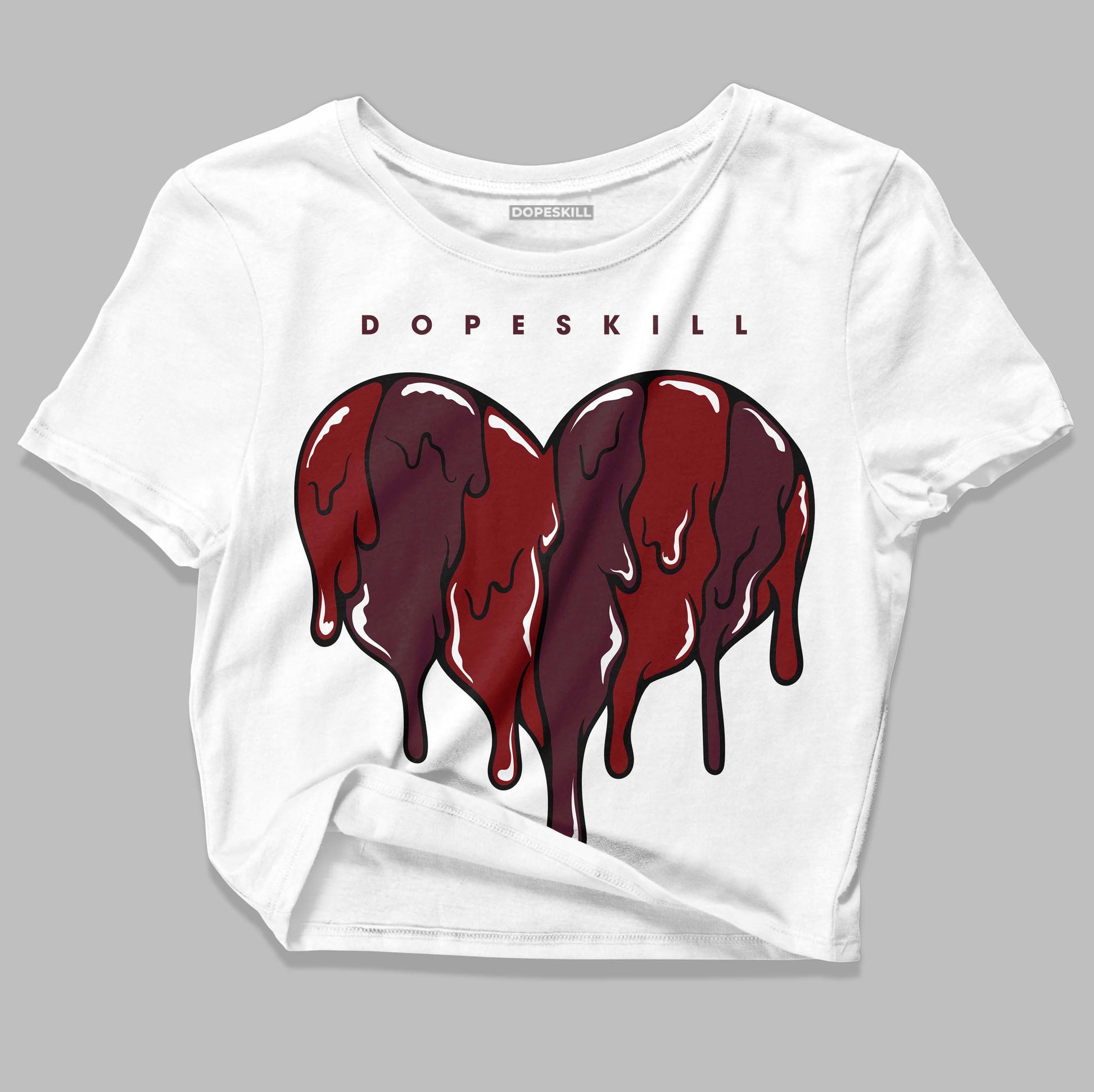 Jordan 5 Retro Burgundy (2023) DopeSkill Women's Crop Top Slime Drip Heart Graphic Streetwear - White