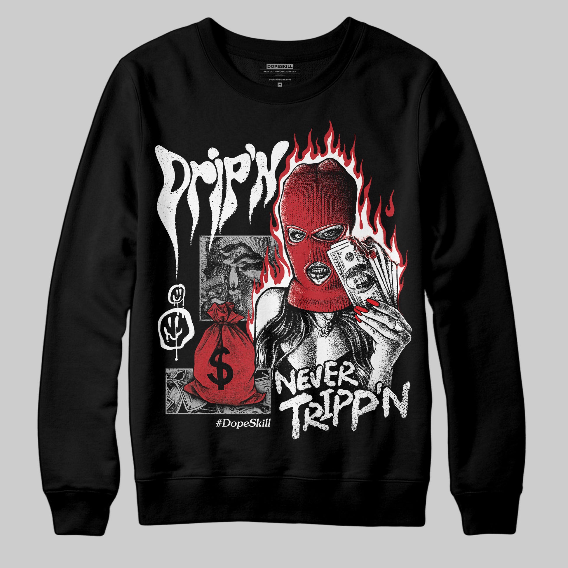 Jordan 11 “Bred Velvet” DopeSkill Sweatshirt Drip'n Never Tripp'n Graphic Streetwear - Black