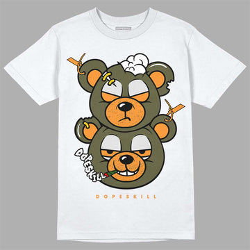 Jordan 5 "Olive" DopeSkill T-Shirt New Double Bear Graphic Streetwear - White 