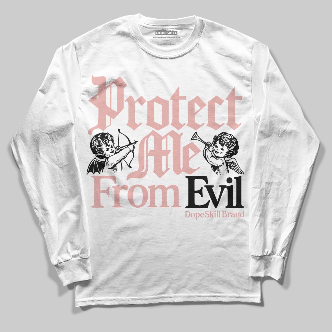 Jordan 1 Low OG “Rust Pink” DopeSkill Long Sleeve T-Shirt Protect Me From Evil Graphic Streetwear - White 