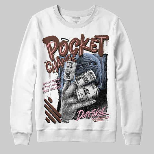 Harris Tweed x Dunk Low Denim Turquoise and Baroque Brown DopeSkill Sweatshirt Pocket Change Graphic Streetwear - White
