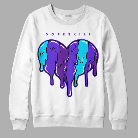 Jordan 6 "Aqua" DopeSkill Sweatshirt Slime Drip Heart Graphic Streetwear - White 