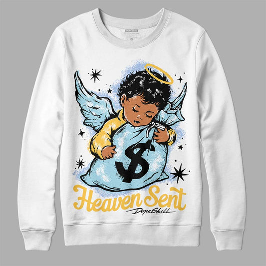 Jordan 13 “Blue Grey” DopeSkill Sweatshirt Heaven Sent Graphic Streetwear - White