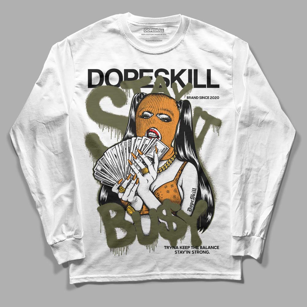 Jordan 5 "Olive" DopeSkill Long Sleeve T-Shirt Stay It Busy Graphic Streetwear - White