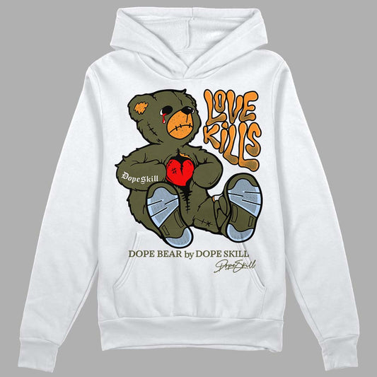 Jordan 5 "Olive" DopeSkill Hoodie Sweatshirt Love Kills Graphic Streetwear - White 
