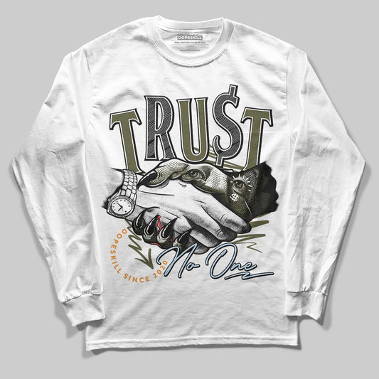 Jordan 5 "Olive" DopeSkill Long Sleeve T-Shirt Trust No One Graphic Streetwear - White 