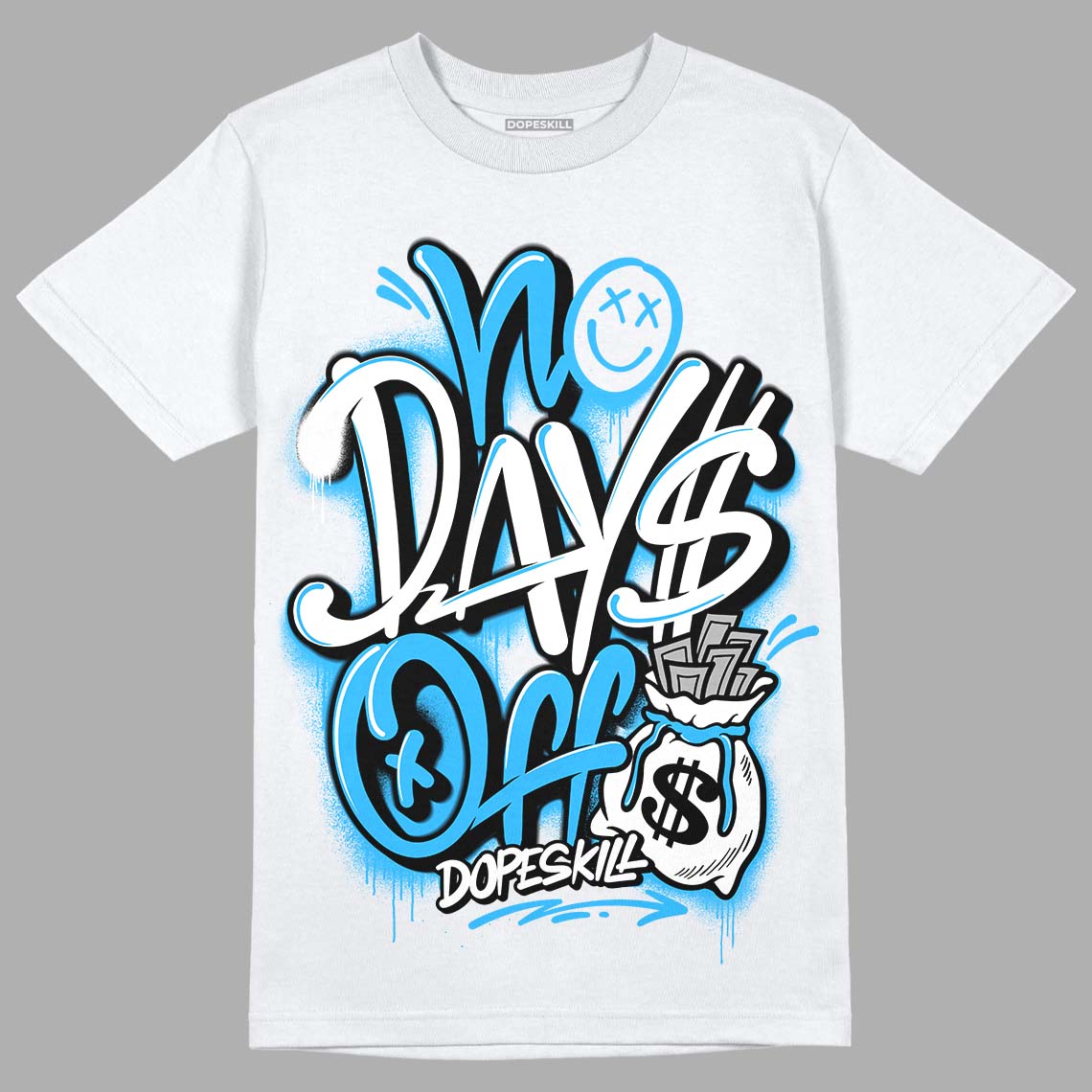 Jordan 2 Low "University Blue" DopeSkill T-Shirt No Days Off Graphic Streetwear - White