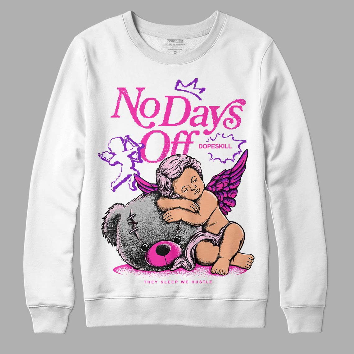 Pink Sneakers DopeSkill Sweatshirt New No Days Off Graphic Streetwear - White