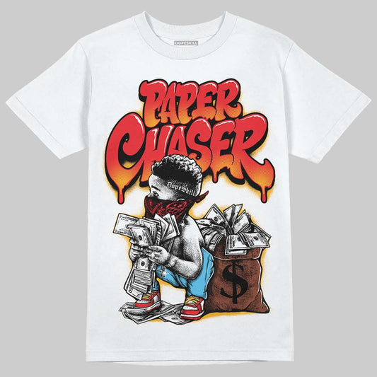 Red Sneakers DopeSkill T-Shirt Paper Chaser Boy Graphic Streetwear - White
