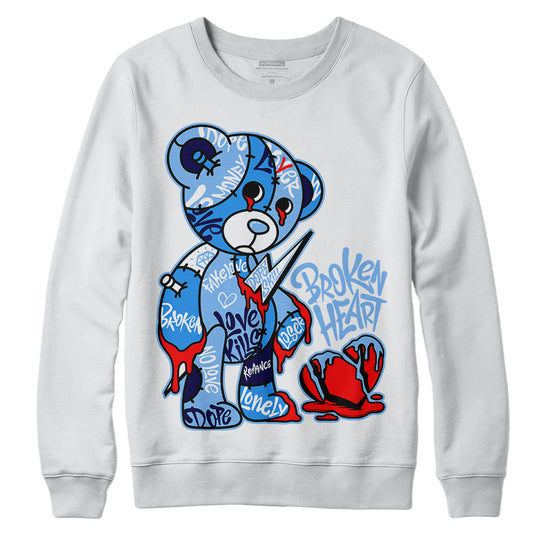 Jordan 9 Powder Blue DopeSkill Sweatshirt Broken Heart Graphic Streetwear - White