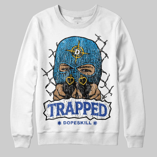 Royal Blue Sneakers DopeSkill Sweatshirt New Trapped Graphic Streetwear - White