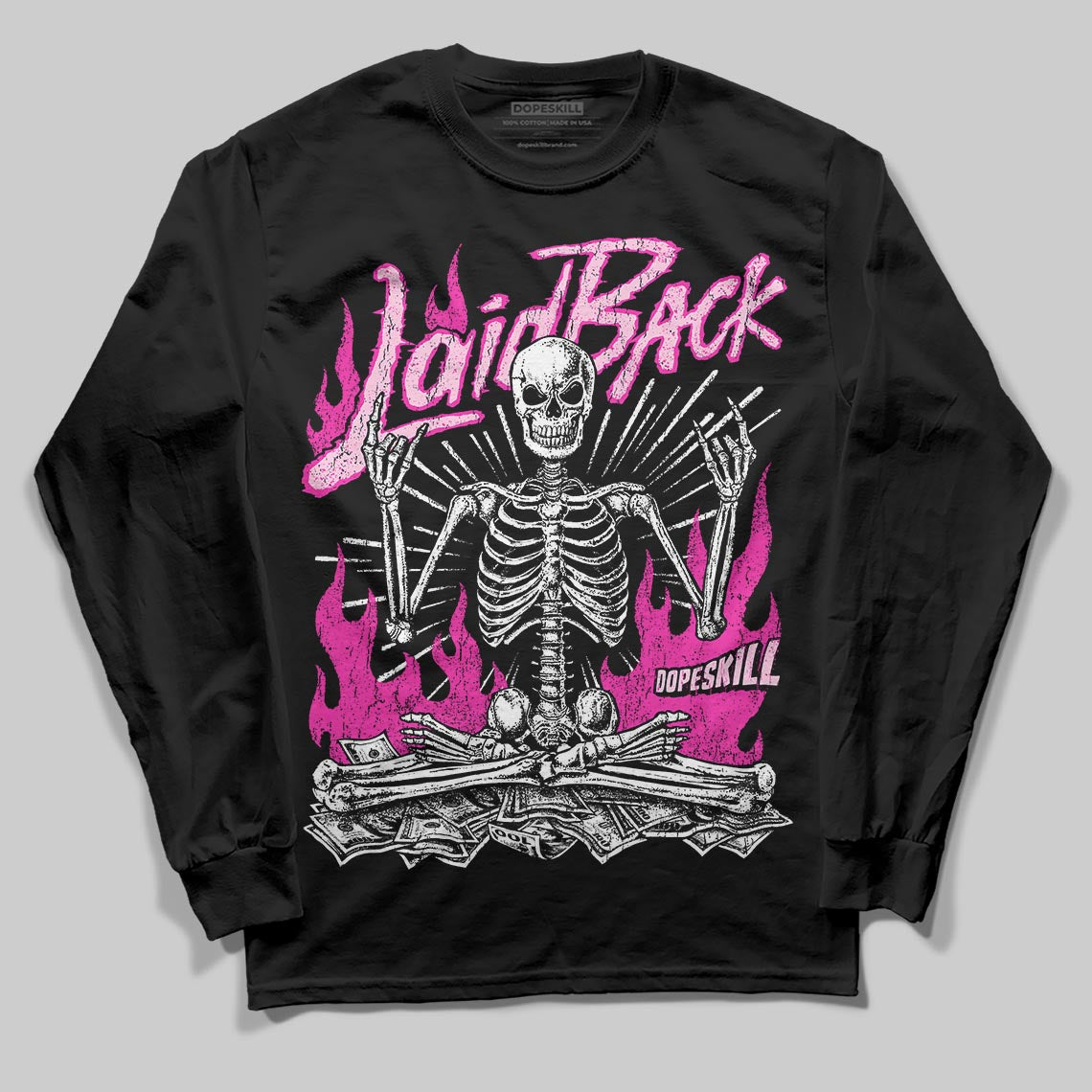Pink Sneakers DopeSkill Long Sleeve T-Shirt Laid Back Graphic Streetwear - black