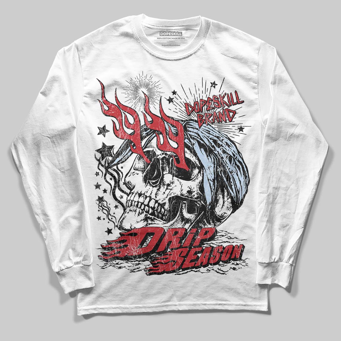 Jordan 5 Retro Fire Red Black Tongue (2025) DopeSkill Long Sleeve T-Shirt Drip Season Graphic Streetwear - White