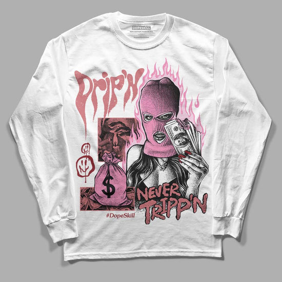 Valentine's Day Collection DopeSkill Long Sleeve T-Shirt Drip'n Never Tripp'n Graphic Streetwear - White