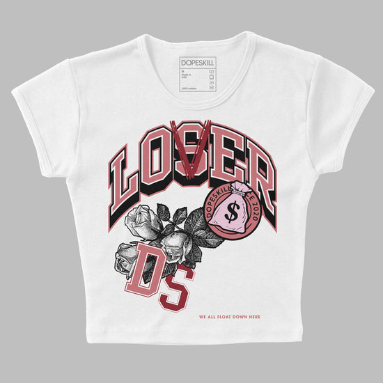 Valentine's Day Collection DopeSkill Women's Crop Top Loser Lover Graphic Streetwear - White 