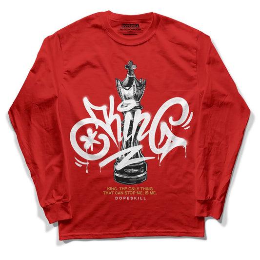 Red Sneakers DopeSkill Red Long Sleeve T-Shirt King Chess Graphic Streetwear