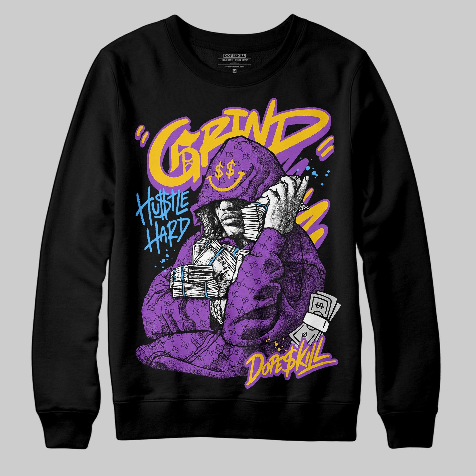 PURPLE Sneakers DopeSkill Sweatshirt Grind Pray Graphic Streetwear - Black